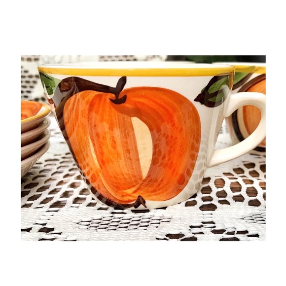 Vintage Mid Century Modern Pumpkin Cup Saucer Set - Picture 6 of 8